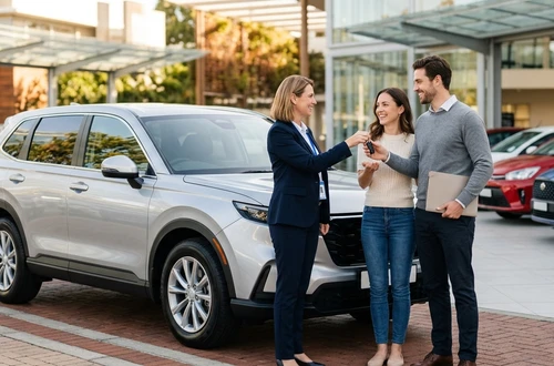 Happy borrower receiving car keys